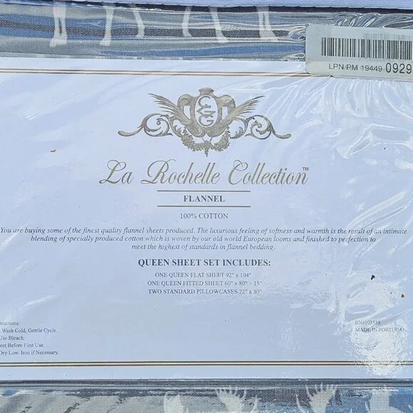 NEW in package La Rochelle Collection Queen Moose flannel sheet set - Picture 4 of 7